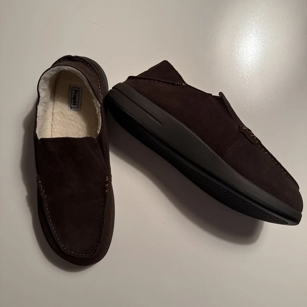 Propet Edsel Men's Dark Brown Suede/ Sherling Men's Slip Ons Size 14 NWOT